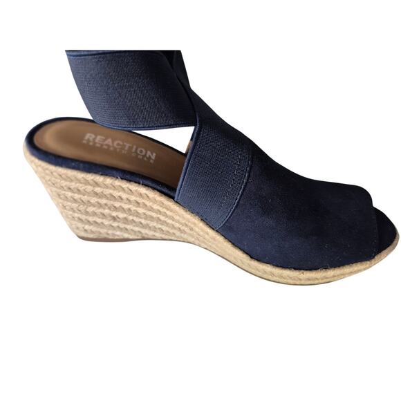 Kenneth Cole Reaction Cara US 6 Wedge Espadrille Blue Textile - Picture 1 of 5